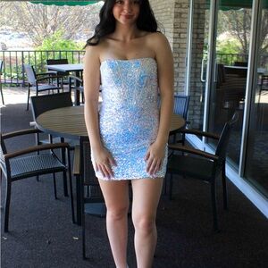 Pit Viper Strapless Blue Sequin Dress